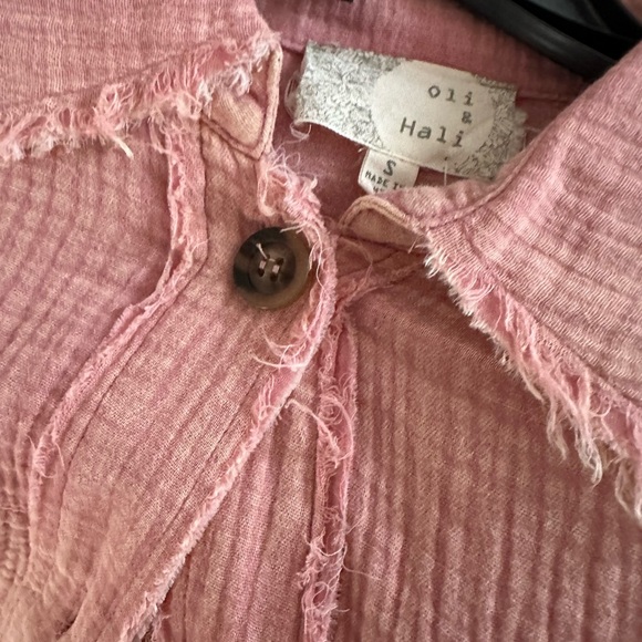 Oli & Hali Tops - Pink Frayed Button-Up Shirt NWOT